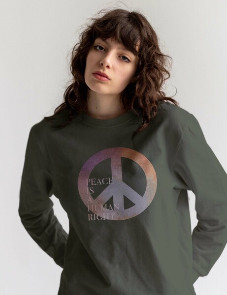 Biofair Vegan Sweater - Supersofte Biobaumwolle / Peace Is a Human Right günstig online kaufen