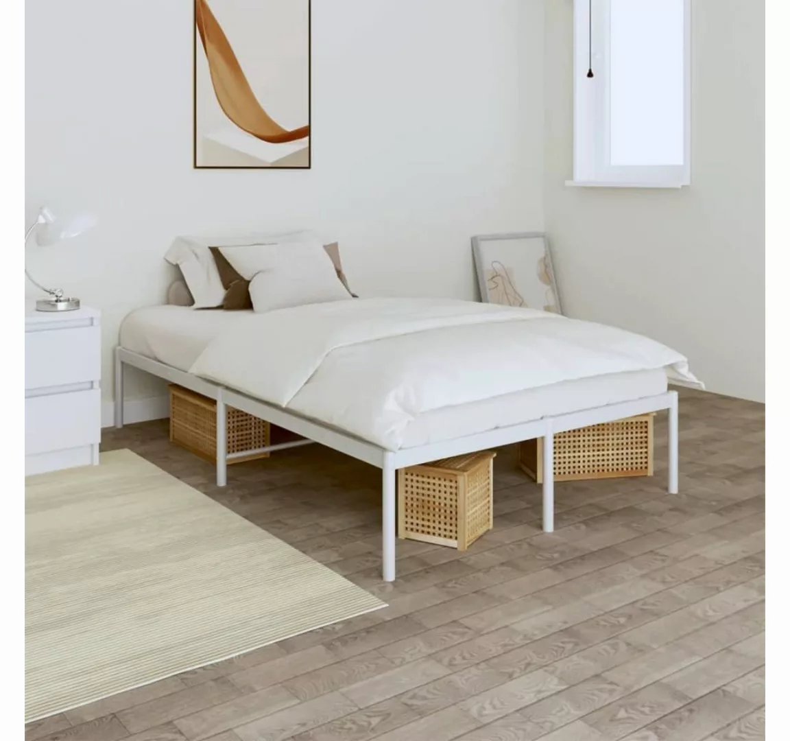 furnicato Bett Bettgestell Metall Weiß 120x200 cm günstig online kaufen