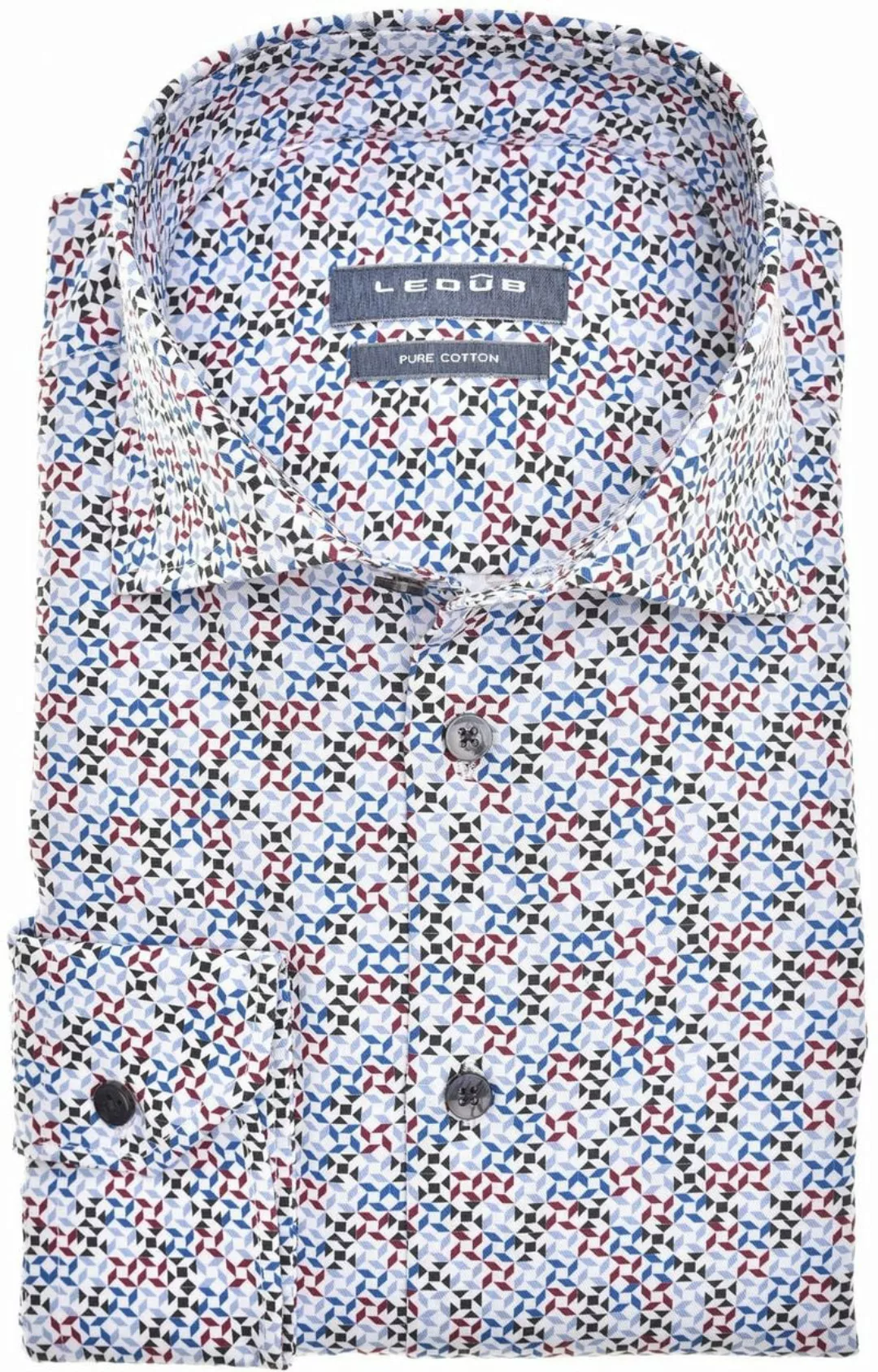Ledub Hemd Musterdruck Hellblau - Größe 43 günstig online kaufen