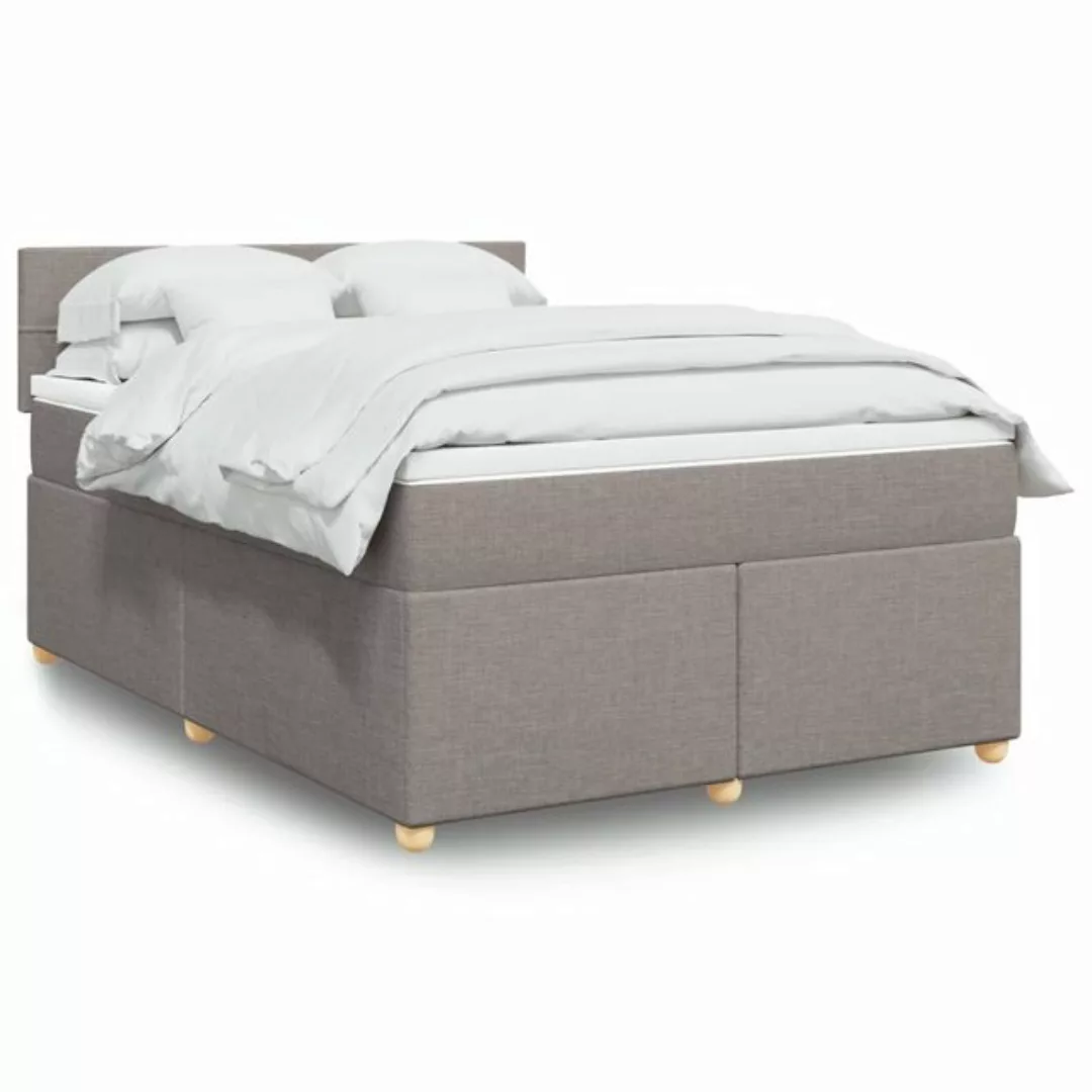 vidaXL Boxspringbett, Boxspringbett mit Matratze Taupe 140x200 cm Stoff günstig online kaufen