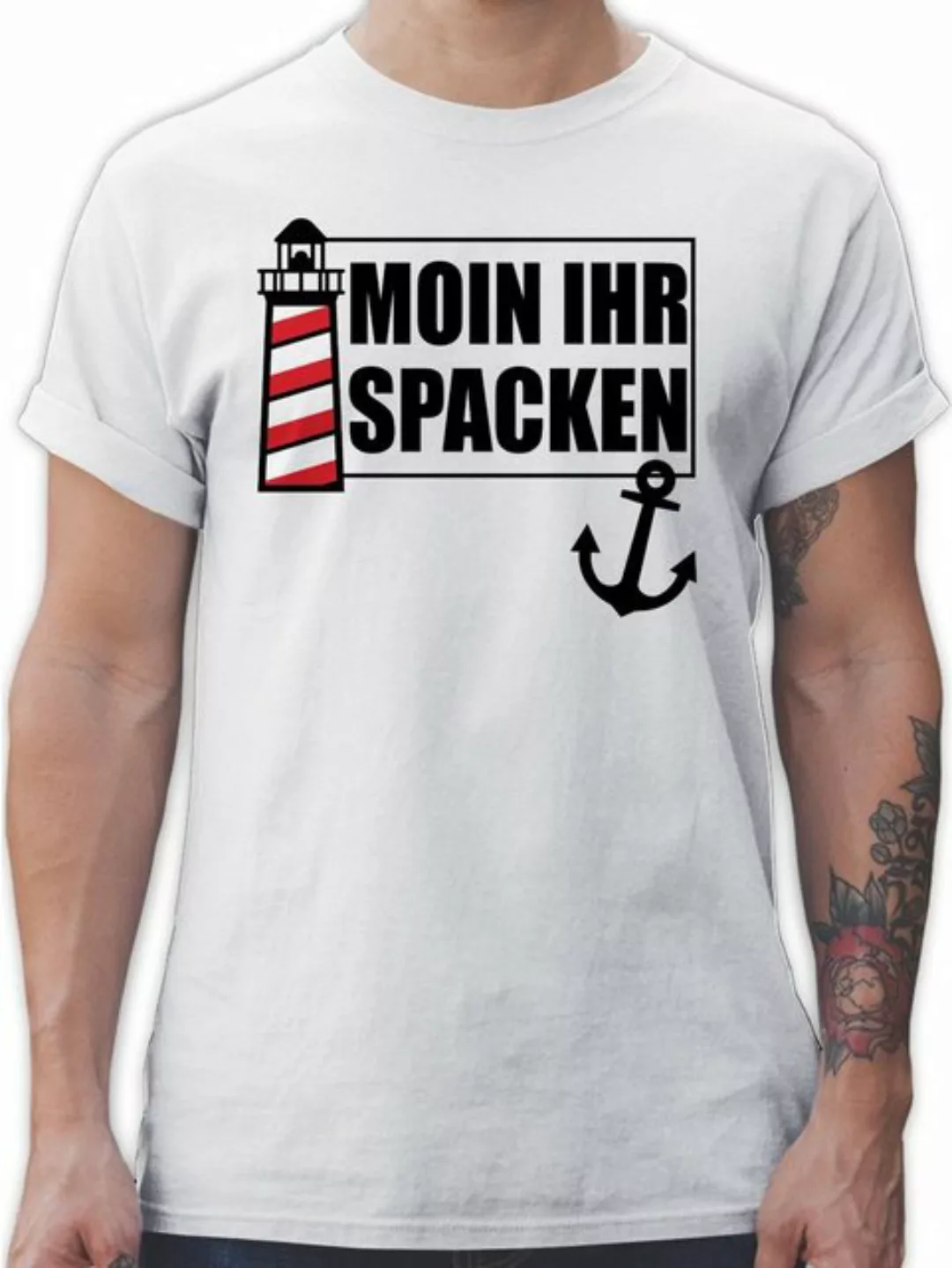 Shirtracer T-Shirt Moin ihr Spacken Leuchtturm Sprüche Statement günstig online kaufen