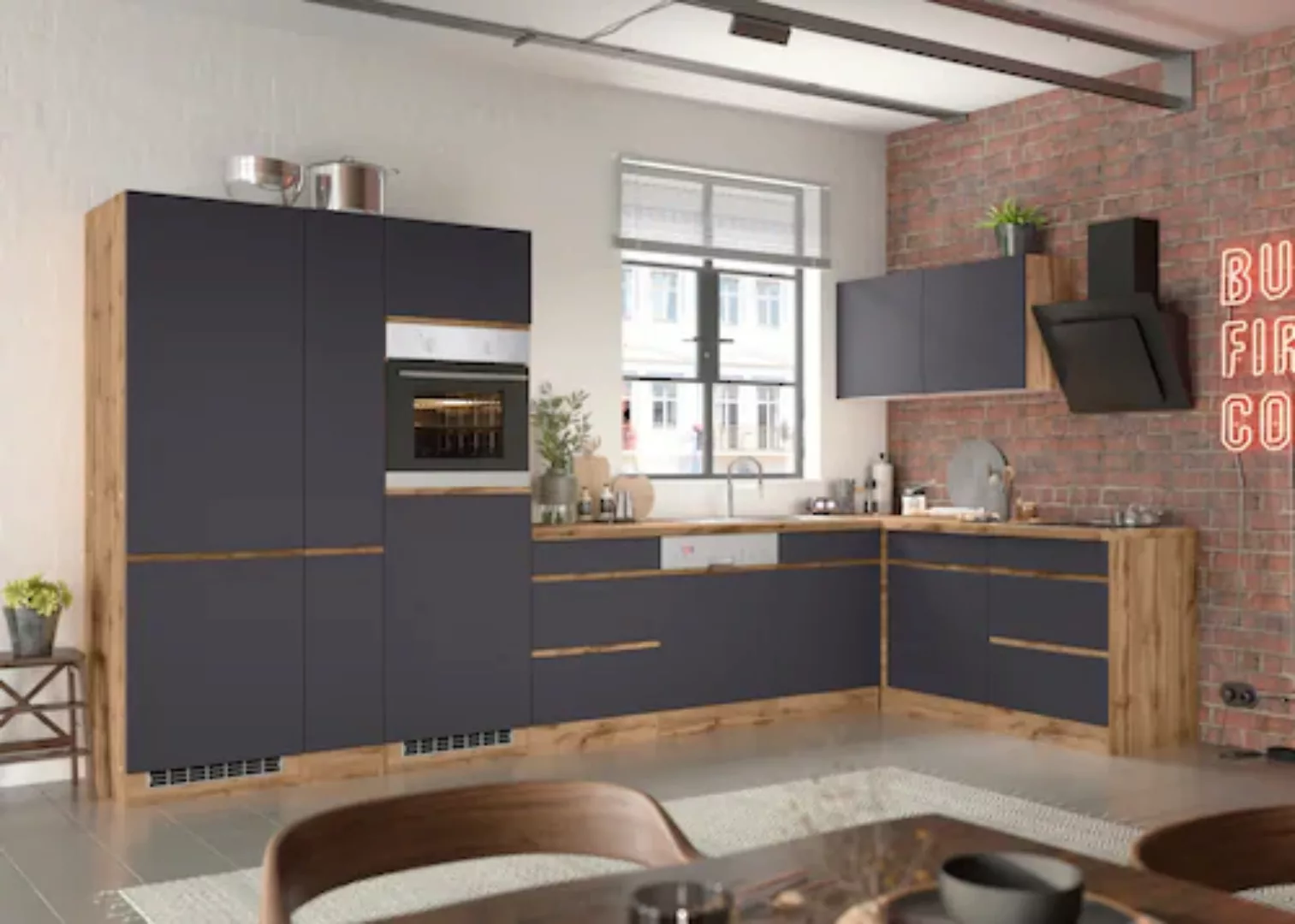 Kochstation Küche »KS-Riesa«, Stellbreite 390/180 cm, wahlweise mit Indukti günstig online kaufen