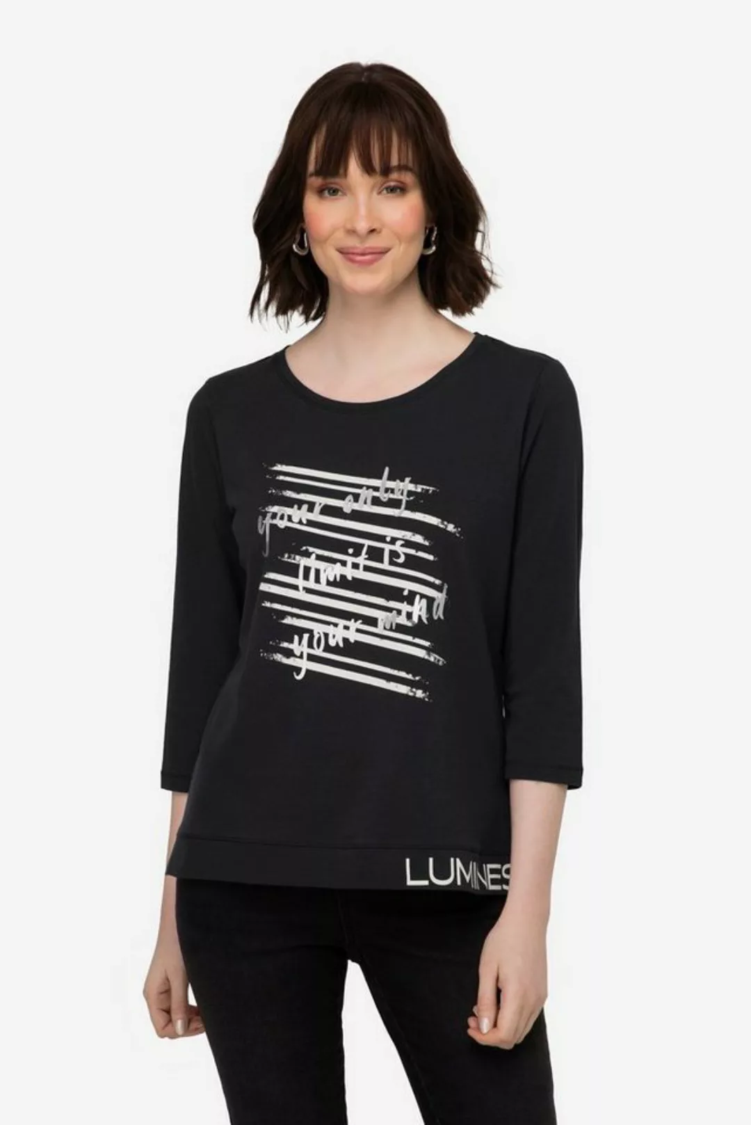 Laurasøn Rundhalsshirt T-Shirt Statement Print Rundhals 3/4-Ärmel günstig online kaufen