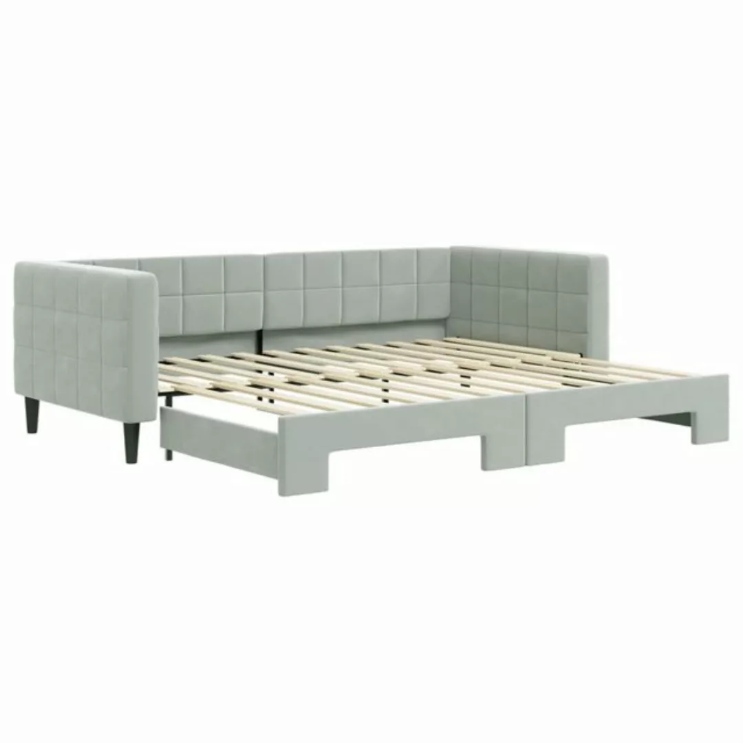 furnicato Bett Tagesbett Ausziehbar Hellgrau 90x200 cm Samt (1-tlg) günstig online kaufen