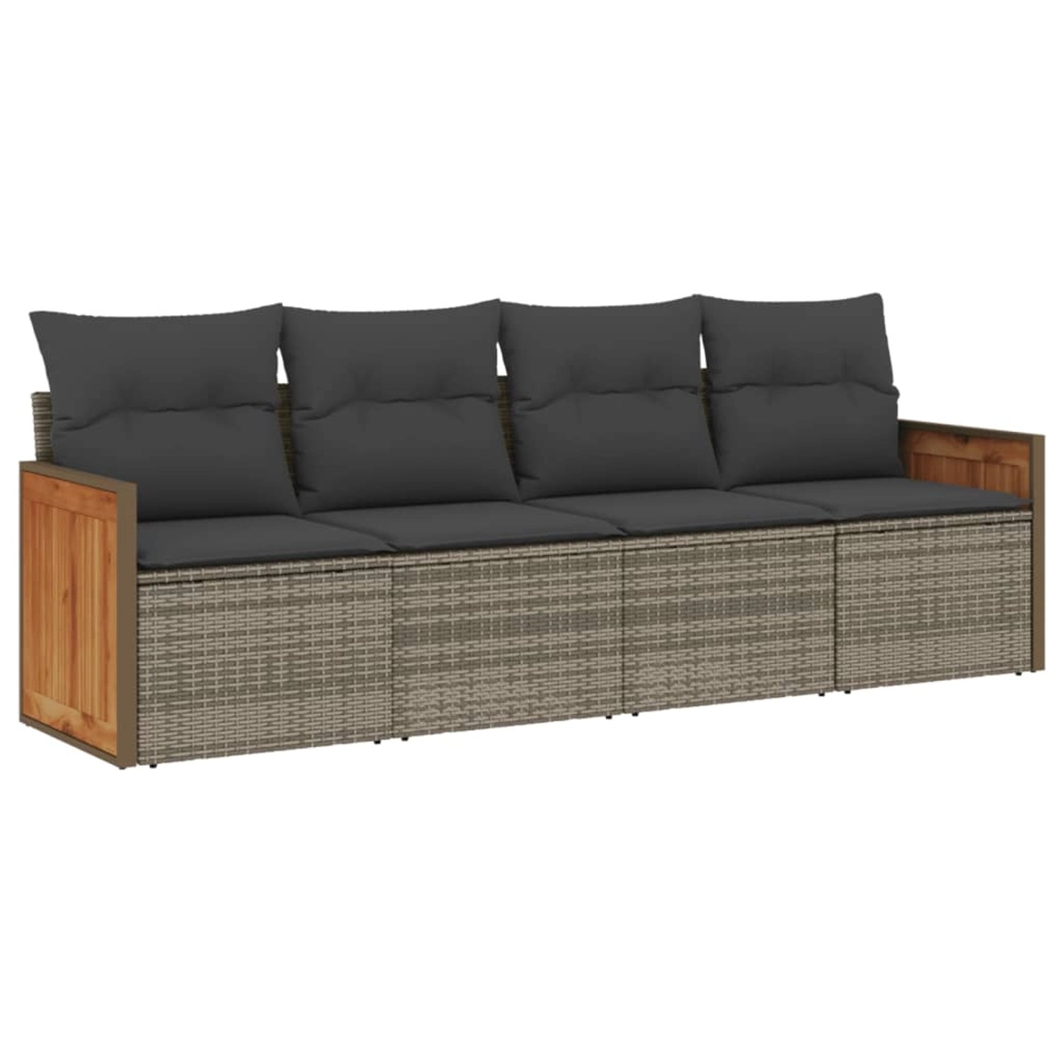 vidaXL 4-Tlg Garten-Sofagarnitur mit Kissen Grau Poly Rattan 3227453 günstig online kaufen