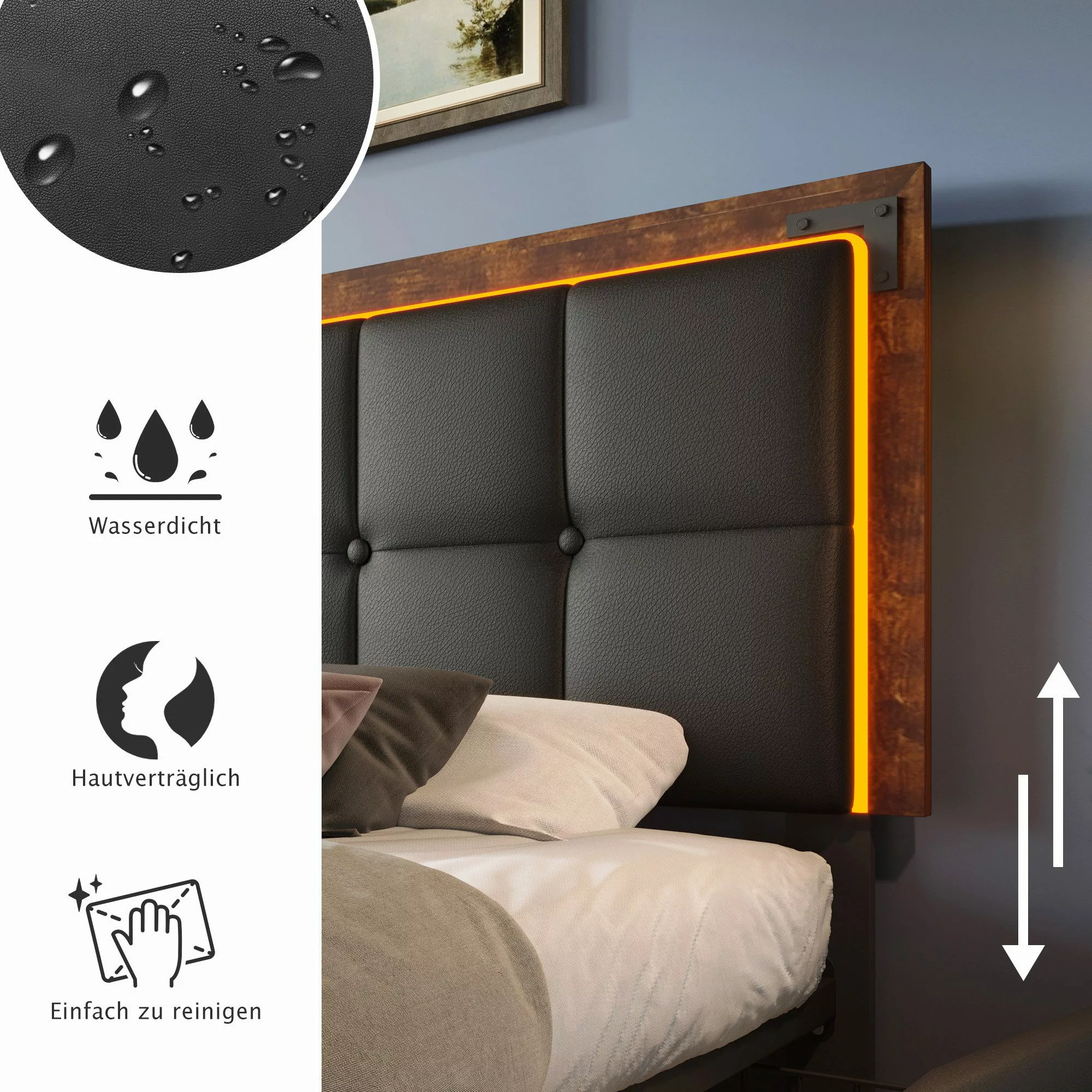 Flieks Polsterbett, LED Einzelbett 90x200cm mit günstig online kaufen