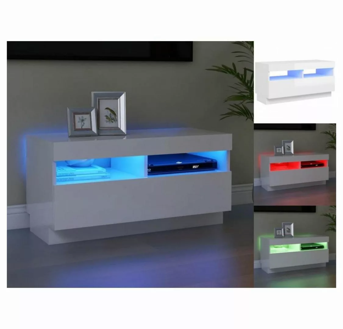 vidaXL TV-Schrank TV-Schrank mit LED-Leuchten Hochglanz-Weiß 80x35x40 cm Lo günstig online kaufen