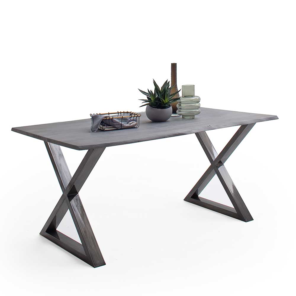 Esstisch Holztisch aus Akazie Massivholz mit X Gestell günstig online kaufen