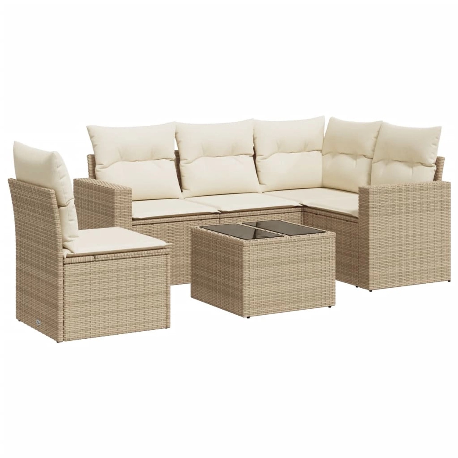 vidaXL 6-Tlg Garten-Sofagarnitur mit Kissen Beige Poly Rattan 3218968 günstig online kaufen