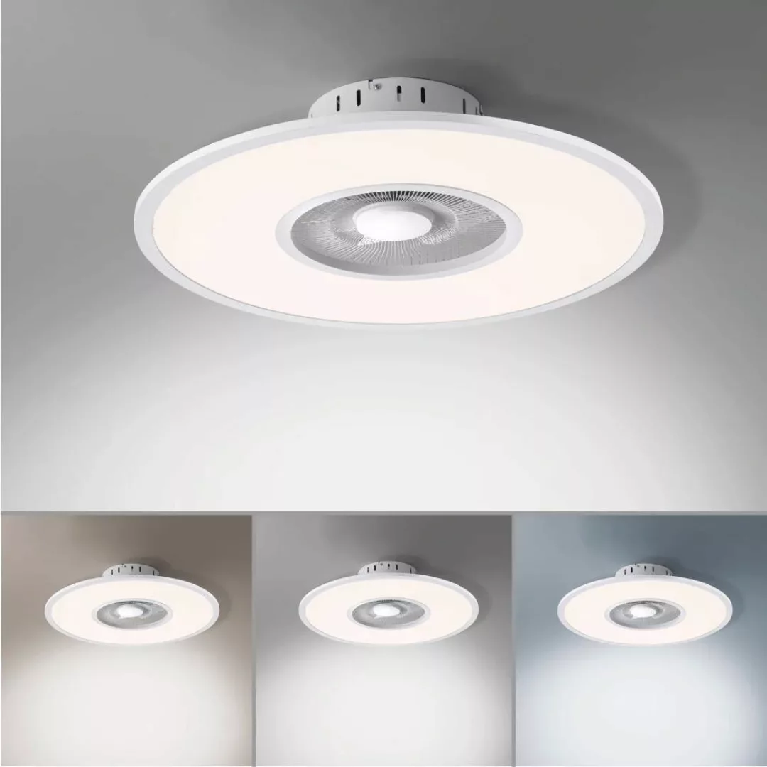 LED-Deckenventilator Flat-Air, CCT, weiß, Ø 59,5cm günstig online kaufen