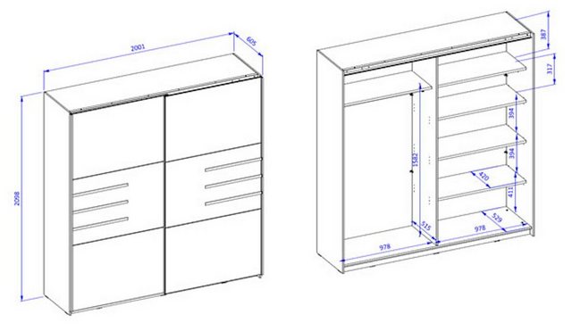 Helvetia Kleiderschrank Violla (Violla, 1-St., Schwebetürenschrank) 200x60, günstig online kaufen