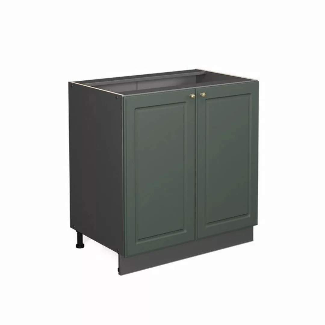 Livinity® Spülenunterschrank Fame-Line, Grün-Gold Landhaus/Anthrazit, 80 cm günstig online kaufen