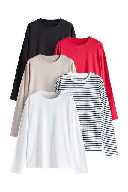 The Set Langarmshirt 5er-Pack The Set Relaxed Fit Langarmshirts (5-tlg) günstig online kaufen