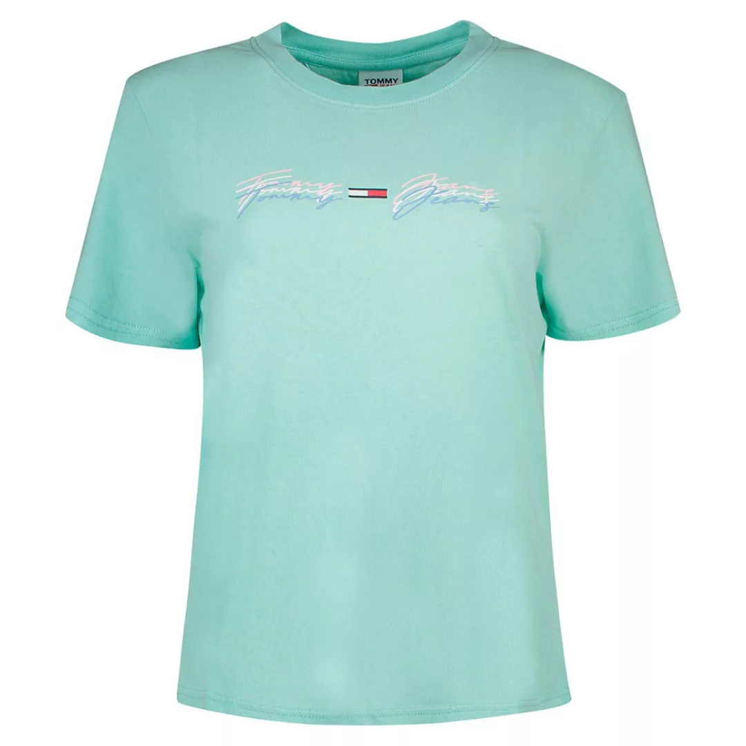 Tommy Jeans Linear Logo Kurzärmeliges T-shirt XS Aqua Coast günstig online kaufen