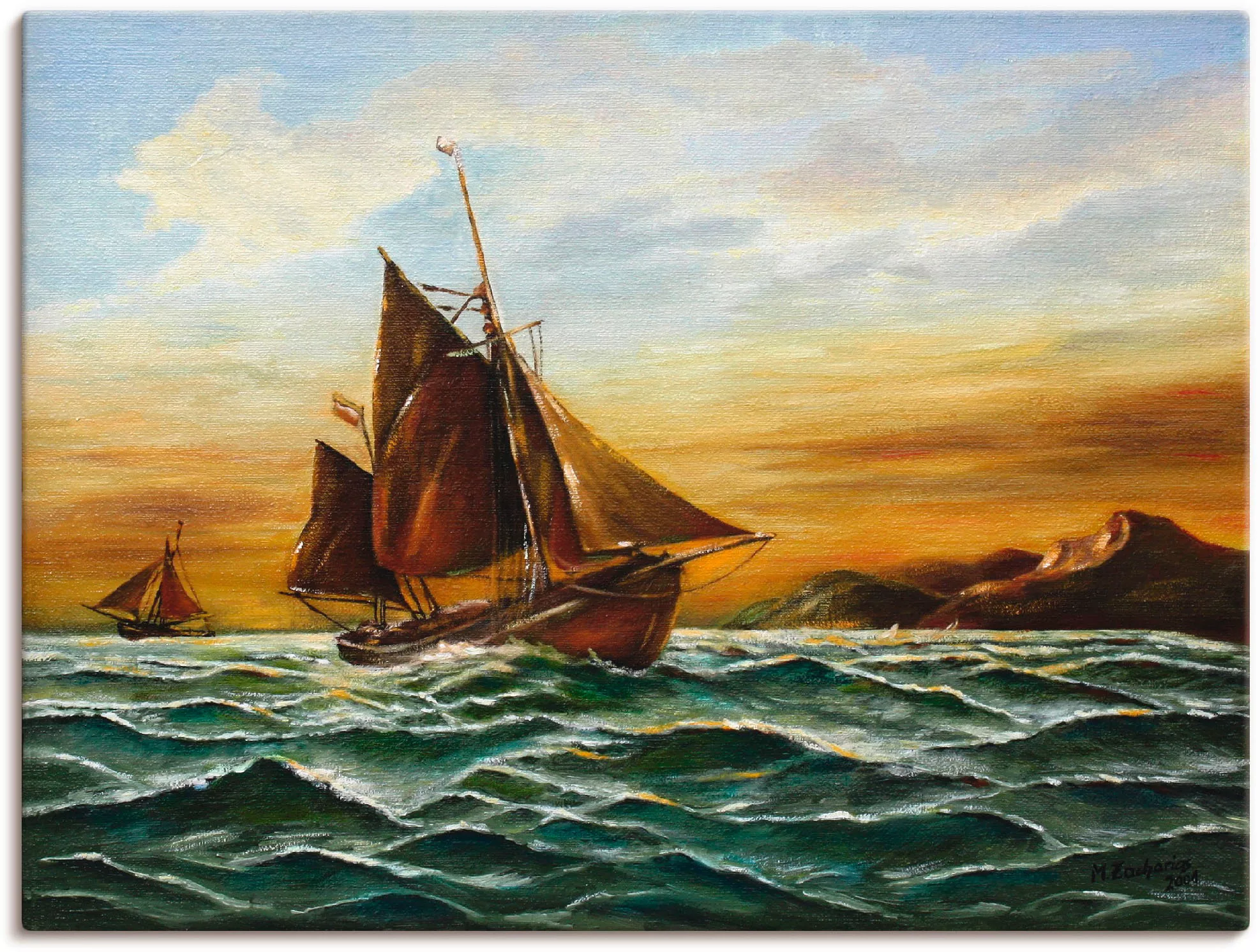 Artland Wandbild »Segelschiff auf See - maritime Malerei«, Boote & Schiffe, günstig online kaufen