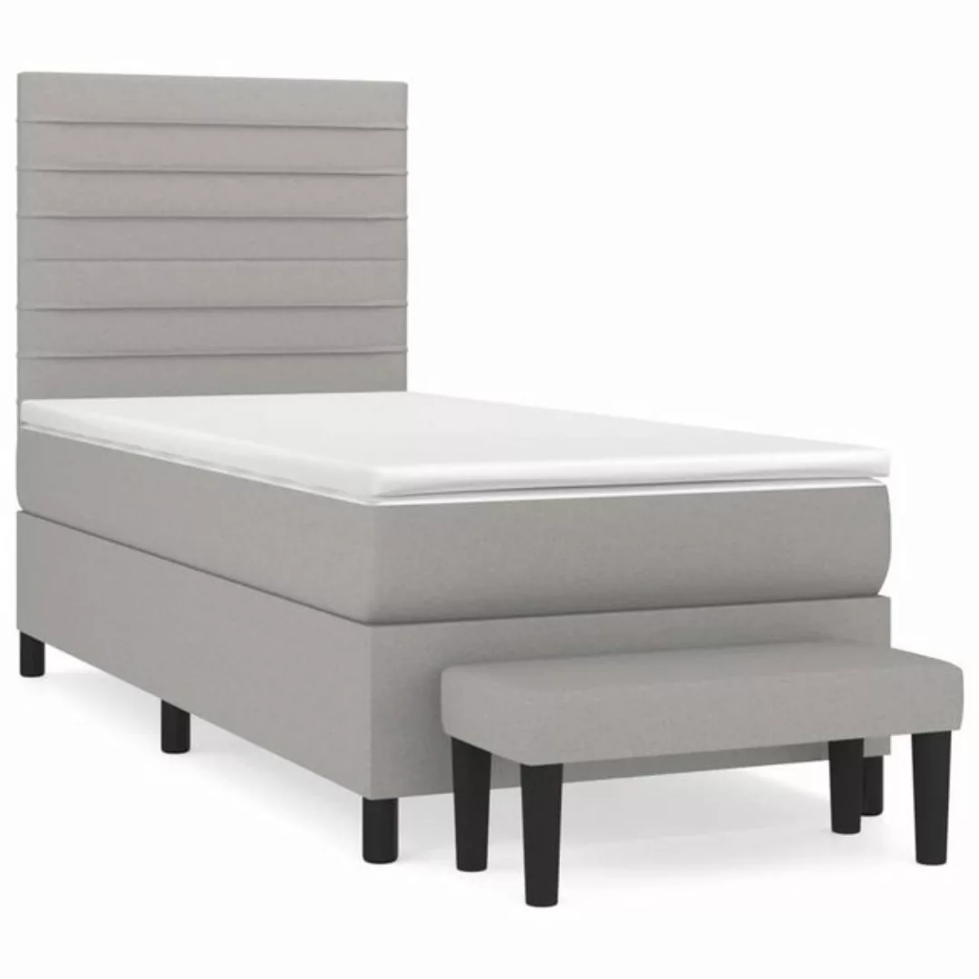 furnicato Bettgestell Boxspringbett mit Matratze Hellgrau 90x200 cm Stoff ( günstig online kaufen