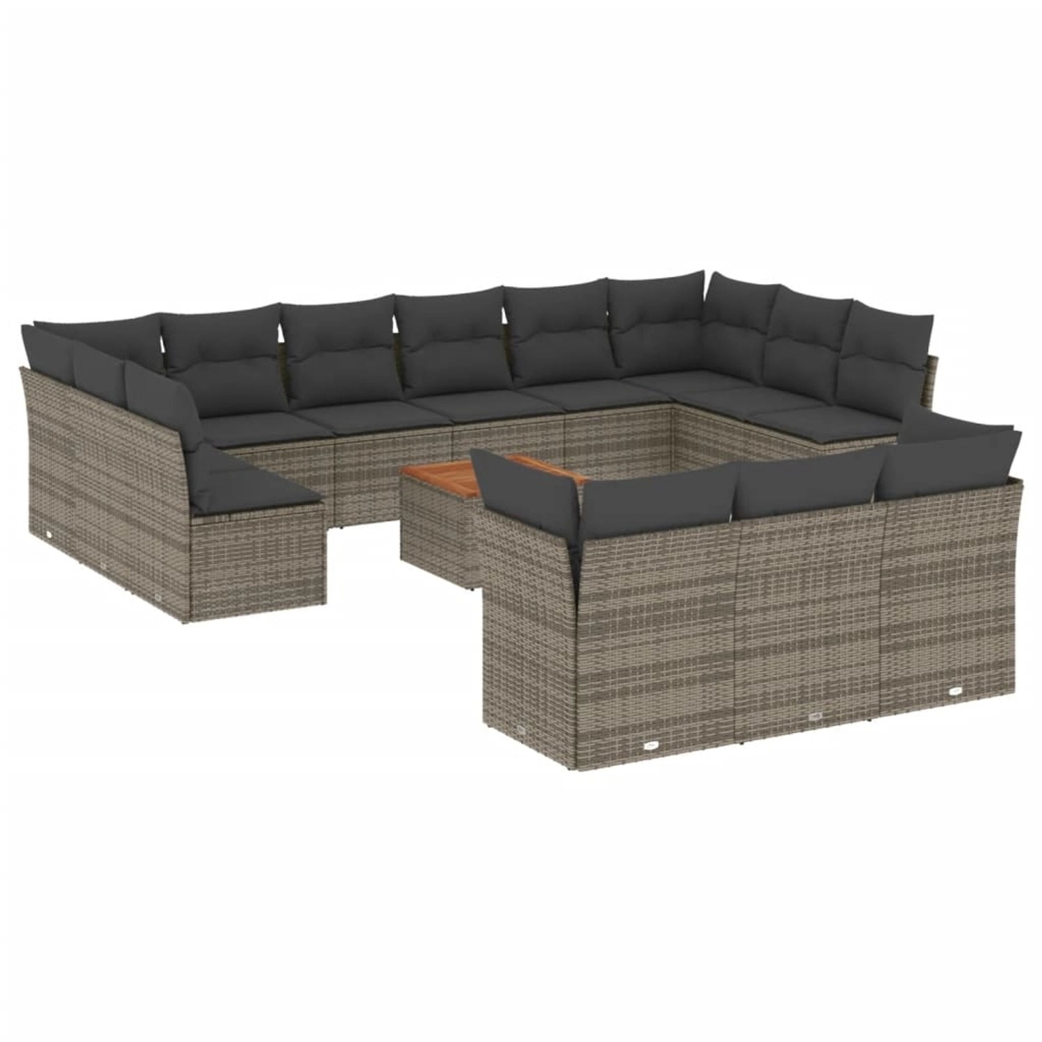 vidaXL 14-Tlg Garten-Sofagarnitur mit Kissen Grau Poly Rattan 3223925 günstig online kaufen