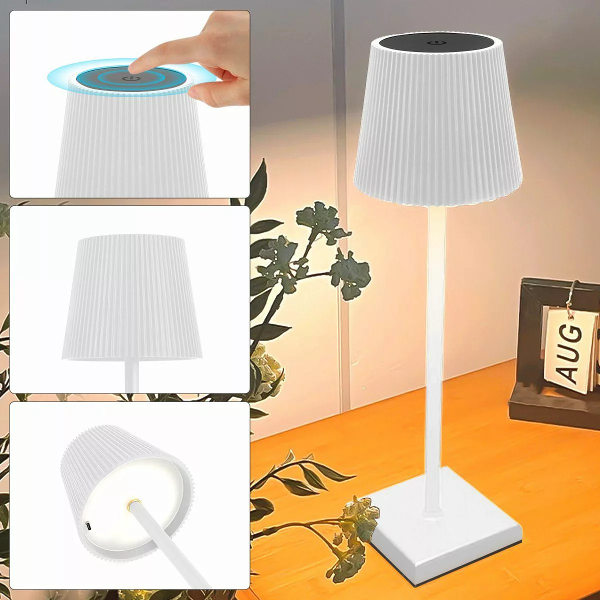 Simloveve LED Tischleuchte Tischlampe Kabellos Aufladbar, günstig online kaufen