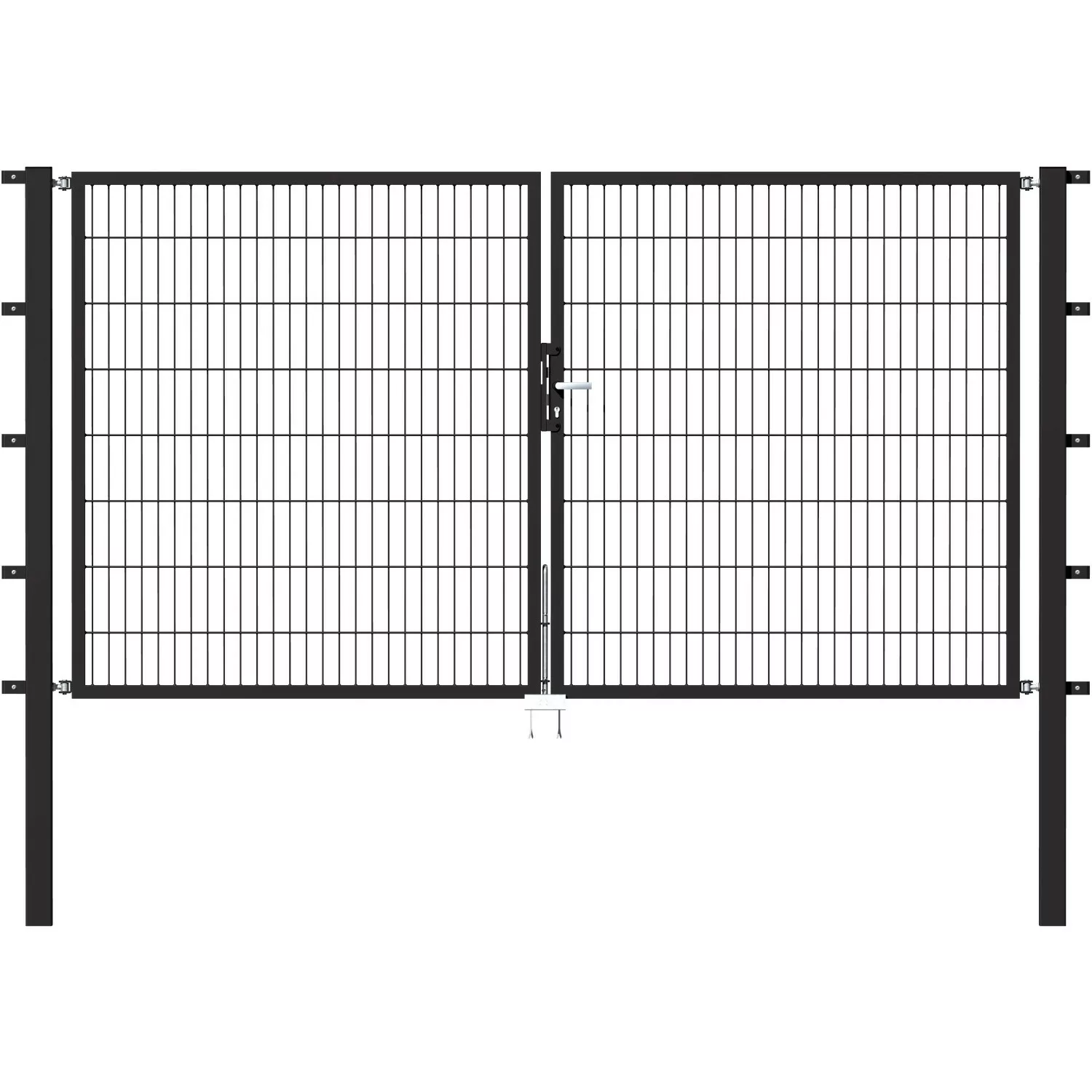 Metallzaun Doppeltor für Doppelstabmatte Anthrazit 200 cm x 300 cm günstig online kaufen