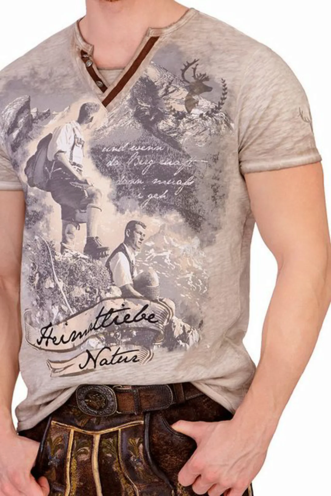 Hangowear Trachtenshirt Trachtenshirt Herren - SEVERIN - beige günstig online kaufen