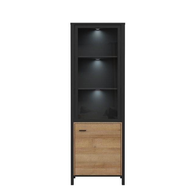 freiraum Vitrine HIGH ROCK in Schwarz / Riviera Eiche Dekor - 64,8x193,9x40 günstig online kaufen