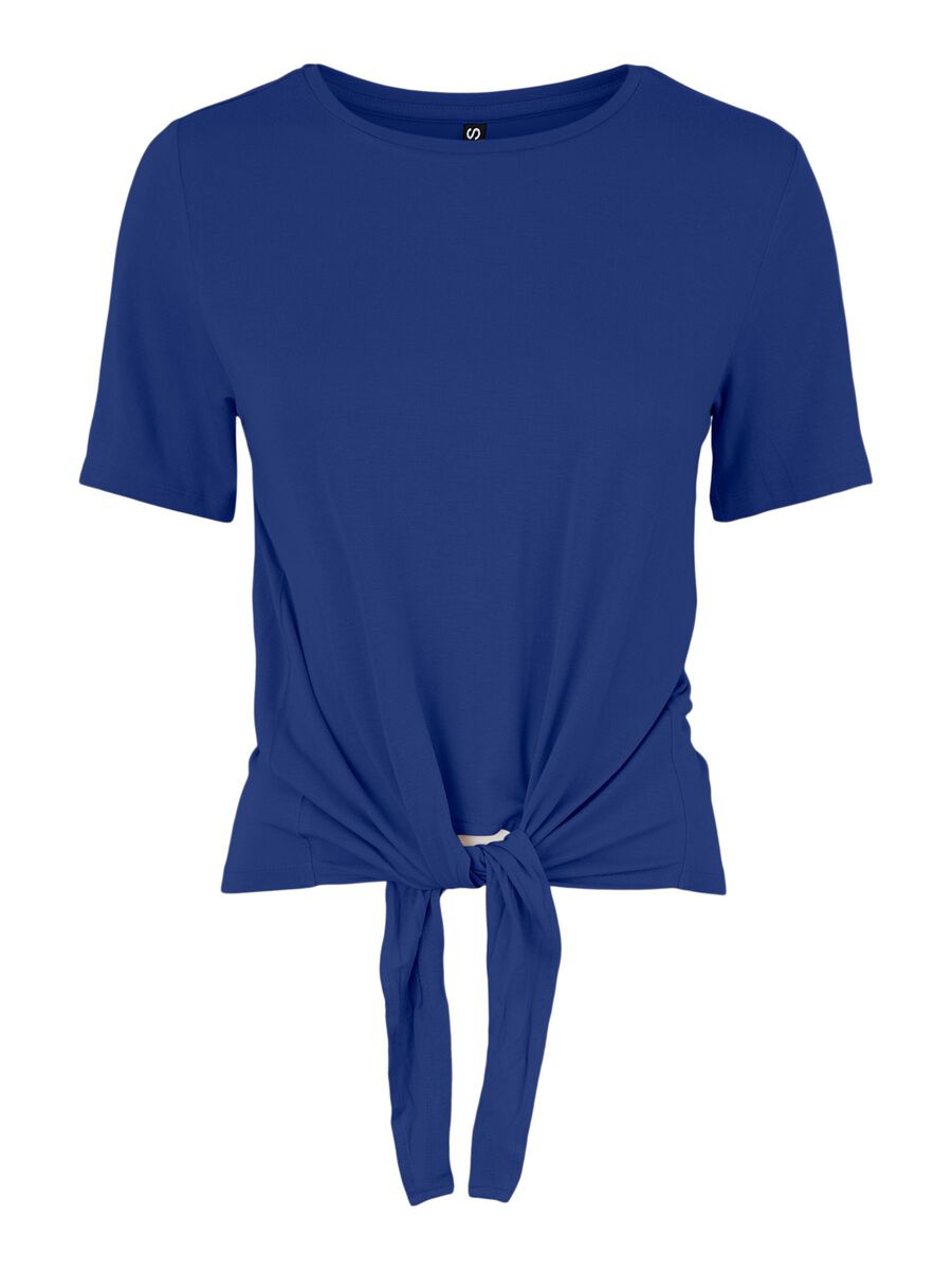 PIECES Vorn Gebundenes T-shirt Damen Blau günstig online kaufen