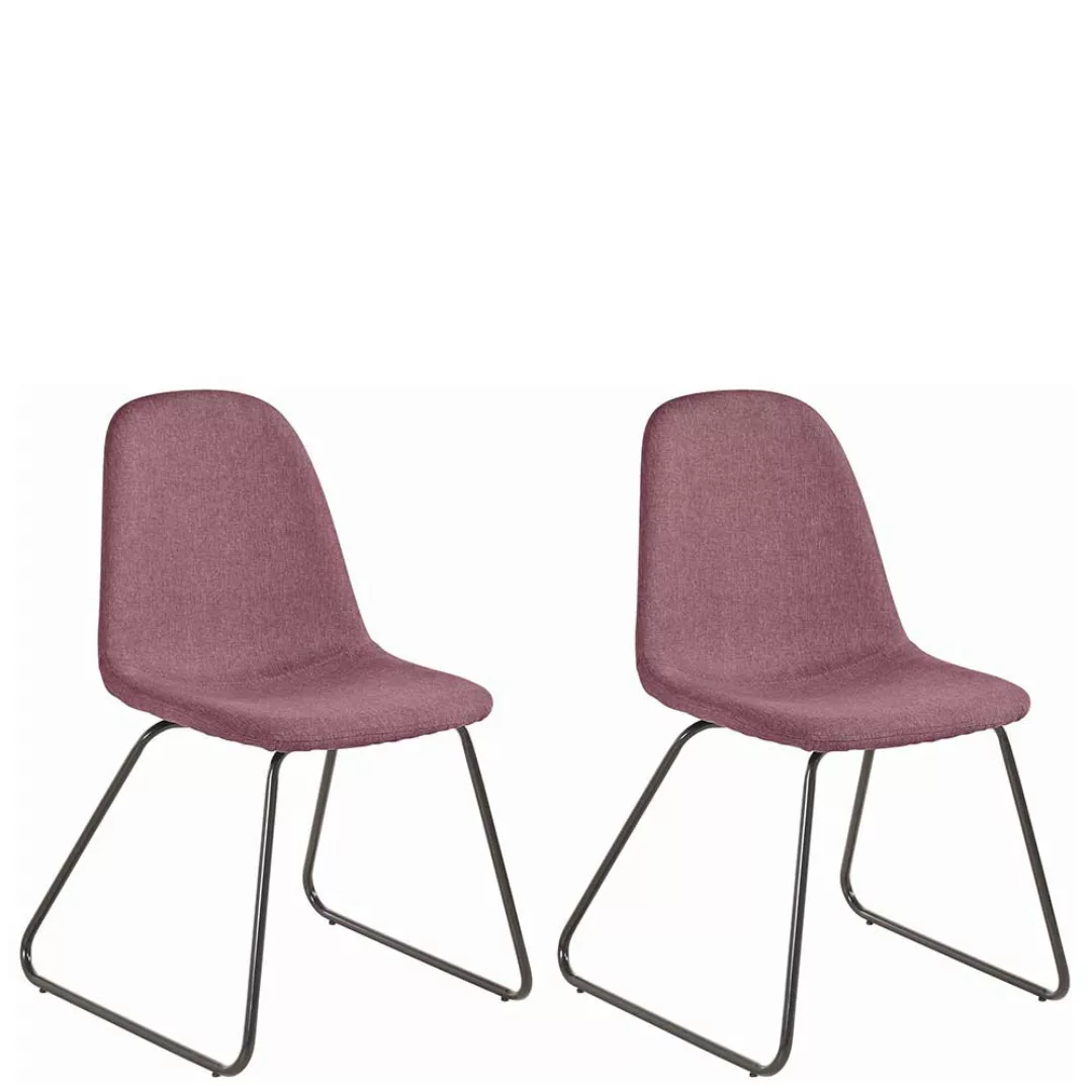 Stühle in Rosa Webstoff Metallbügeln (2er Set) günstig online kaufen