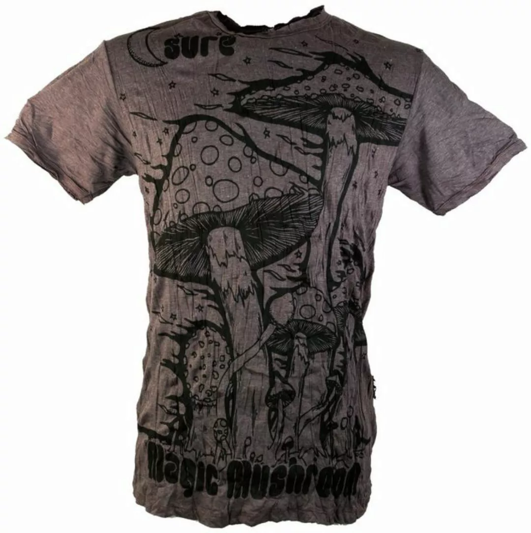 Guru-Shop T-Shirt Sure Herren T-Shirt Magic Mushroom - taupe Festival, alte günstig online kaufen