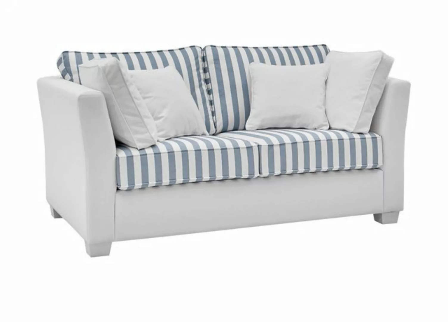 Furn.Design Sofa Hooge, 2-Sitzer in Cremeweiß mit blau, Landhausstil, mit B günstig online kaufen