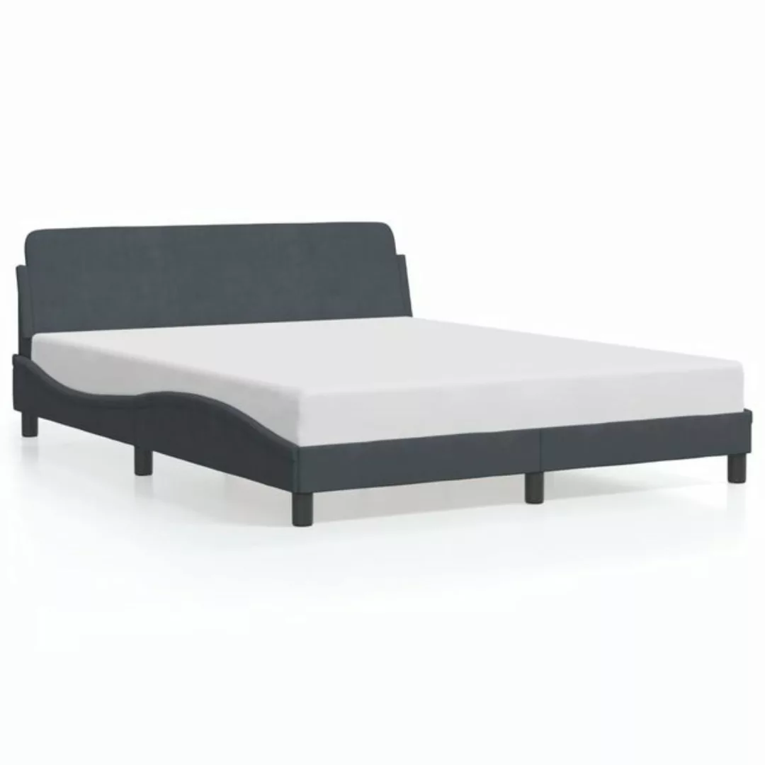 vidaXL Bettgestell Bettgestell mit Kopfteil Dunkelgrau 160x200 cm Samt Bett günstig online kaufen