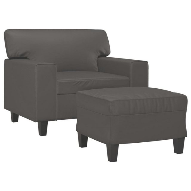 vidaXL Sofa Sessel mit Hocker Grau 60 cm Kunstleder günstig online kaufen