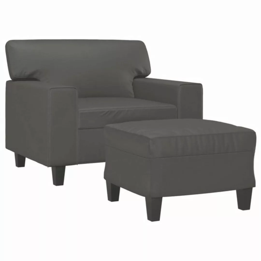 vidaXL Sofa Sessel mit Hocker Grau 60 cm Kunstleder günstig online kaufen