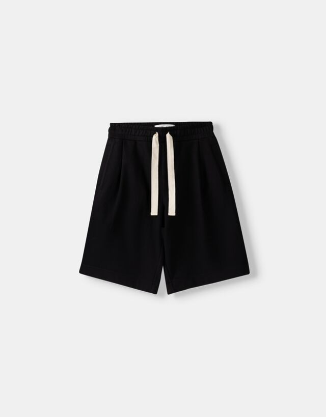 Bershka Bermudas Im Baggy-Hosen-Stil Mit Bundfalten Damen M Schwarz günstig online kaufen