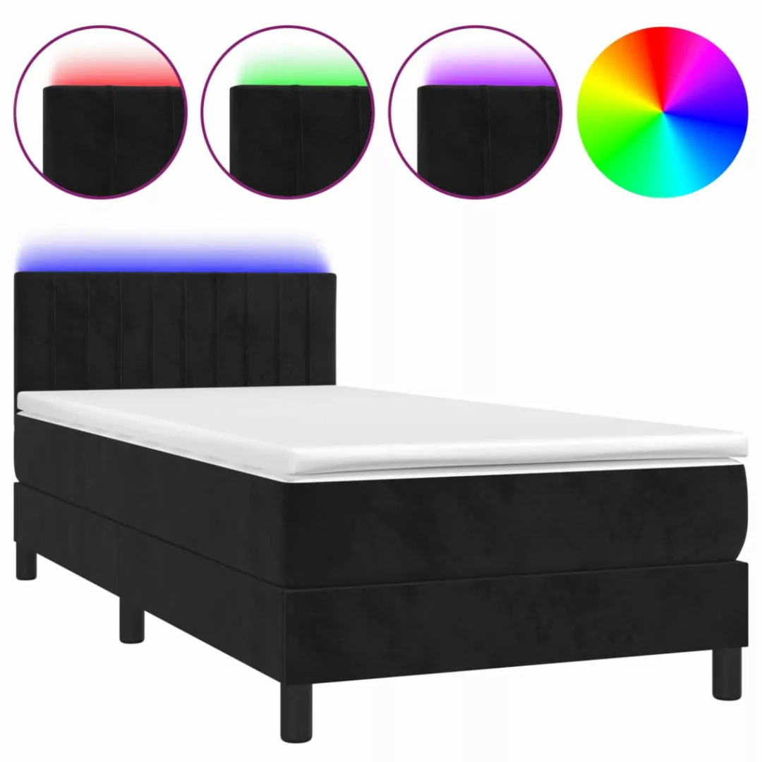 Vidaxl Boxspringbett Mit Matratze & Led Schwarz 90x190 Cm Samt günstig online kaufen