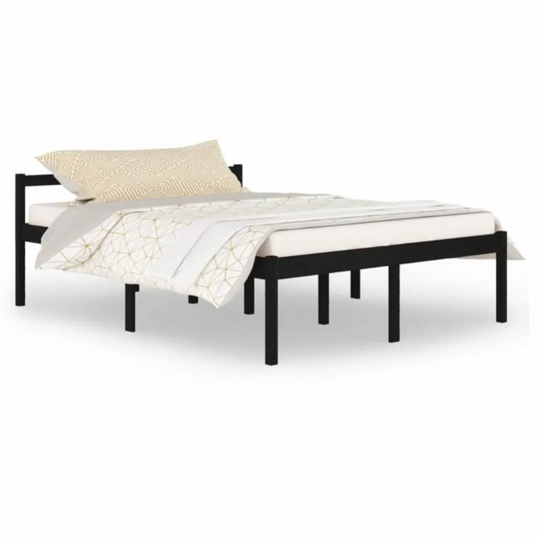 furnicato Bett Seniorenbett Schwarz 150x200 cm Massivholz Kiefer günstig online kaufen