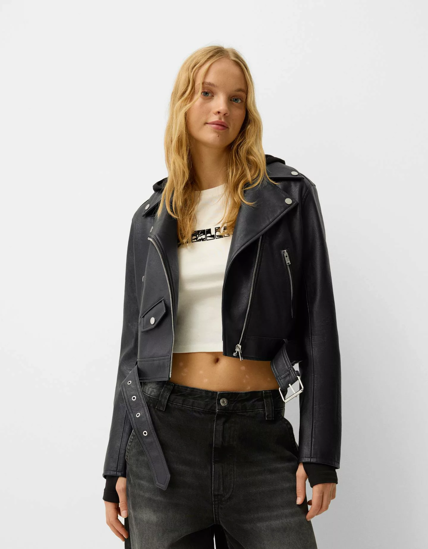 Bershka Jacke Damen L Schwarz günstig online kaufen