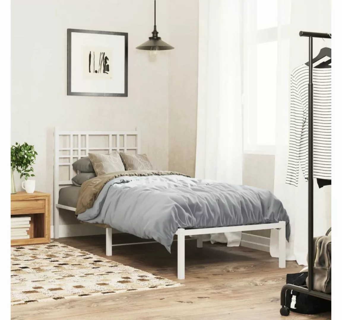 vidaXL Bett Metallbett ohne Matratze mit Kopfteil Weiß 75x190 cm günstig online kaufen