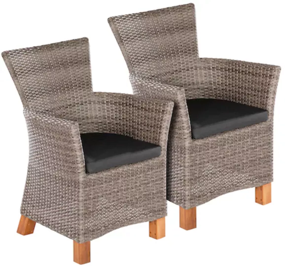 MERXX Gartensessel "Toskana", (Set, 2 St.), 2er Set, Polyrattan/Akazie, ink günstig online kaufen