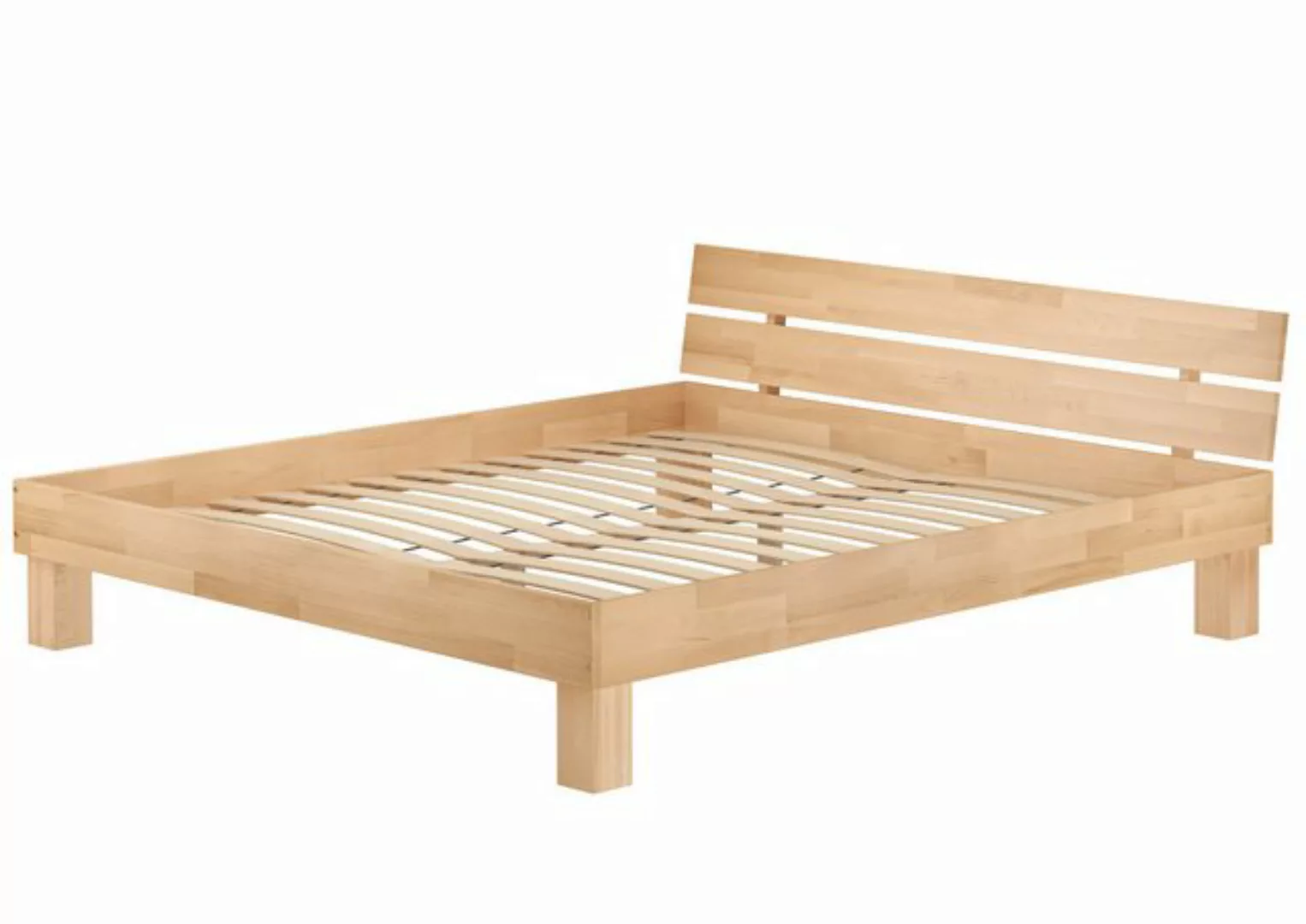 ERST-HOLZ Bett Doppelbett Kingsize-Bett Buche massiv geölt 200x200, Buchege günstig online kaufen