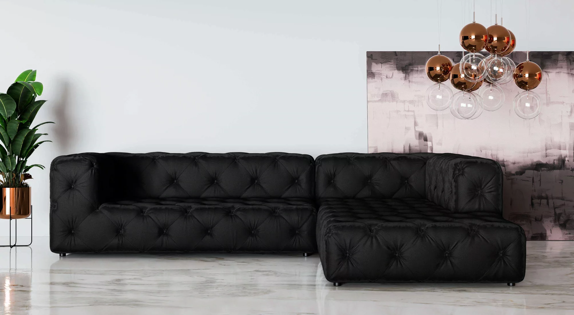 Places of Style Ecksofa "FOLLINA", L-Form, mit klassischer Chesterfield-Kno günstig online kaufen