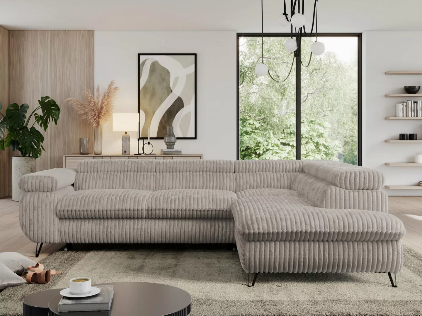 MKS MÖBEL Ecksofa PEDRO L, Set, HR35-Schaum, Metallbeinen, Wellenfedern, L- günstig online kaufen