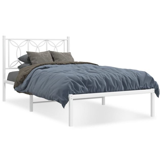 vidaXL Bett, Bettgestell mit Kopfteil Metall Weiß 107x203 cm günstig online kaufen