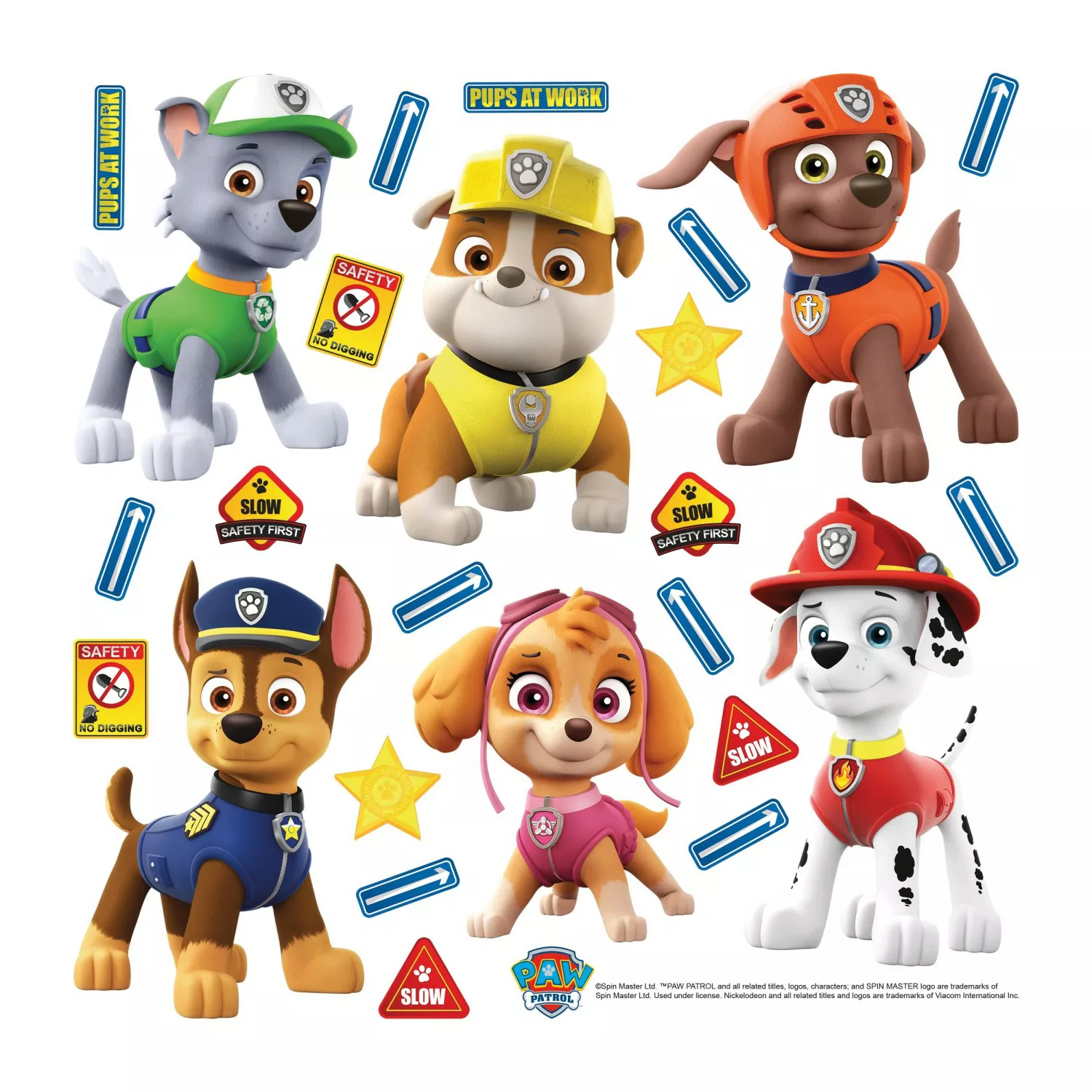 Sanders & Sanders Wandtattoo Paw Patrol Blau Gelb und Orange 30 x 30 cm 600 günstig online kaufen