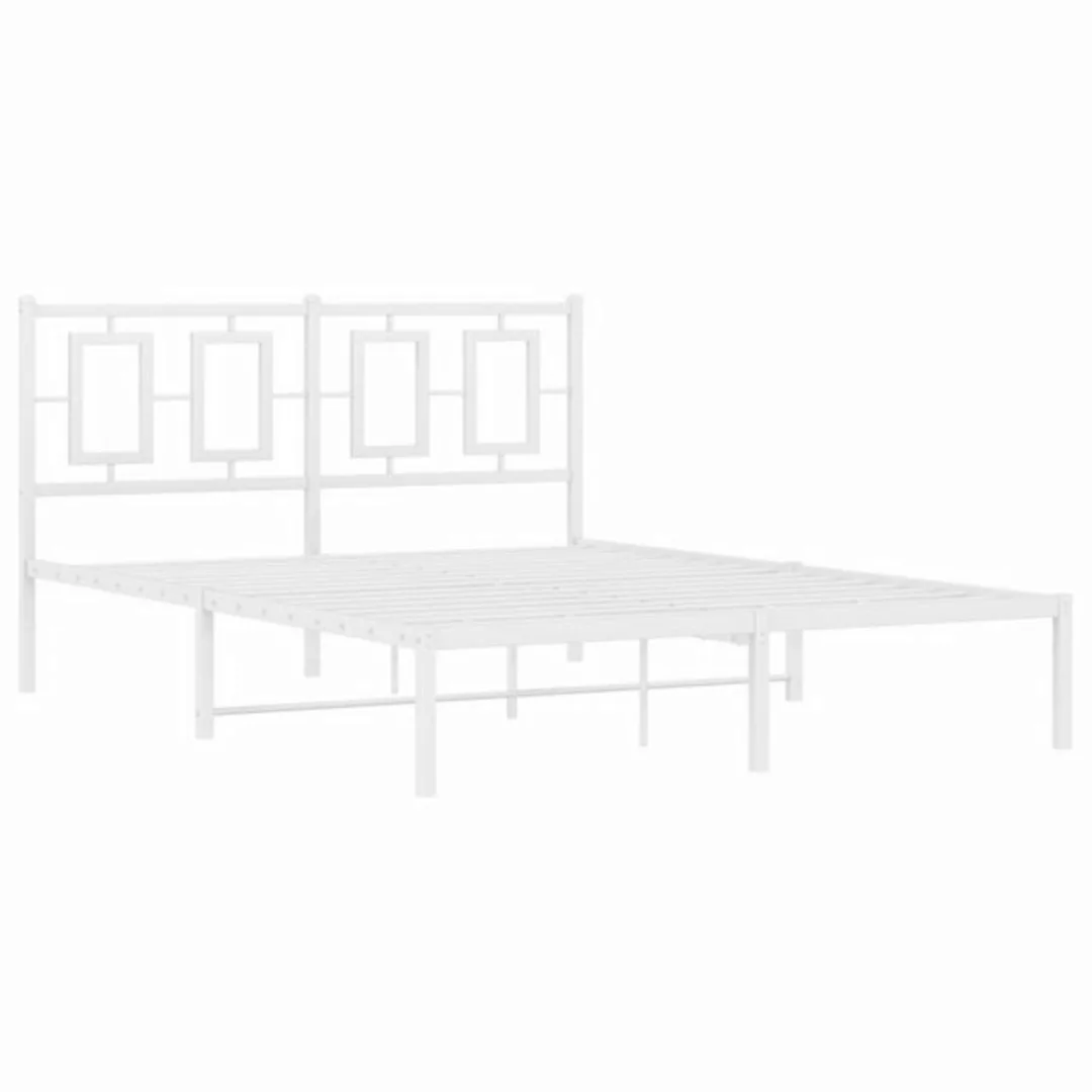 furnicato Bettgestell mit Kopfteil Metall Weiß 140x190 cm (1-tlg) günstig online kaufen