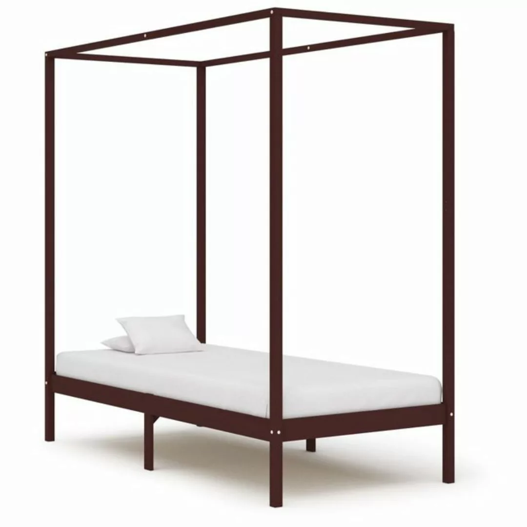 furnicato Bettgestell Himmelbett-Gestell Dunkelbraun Massivholz Kiefer 90 x günstig online kaufen