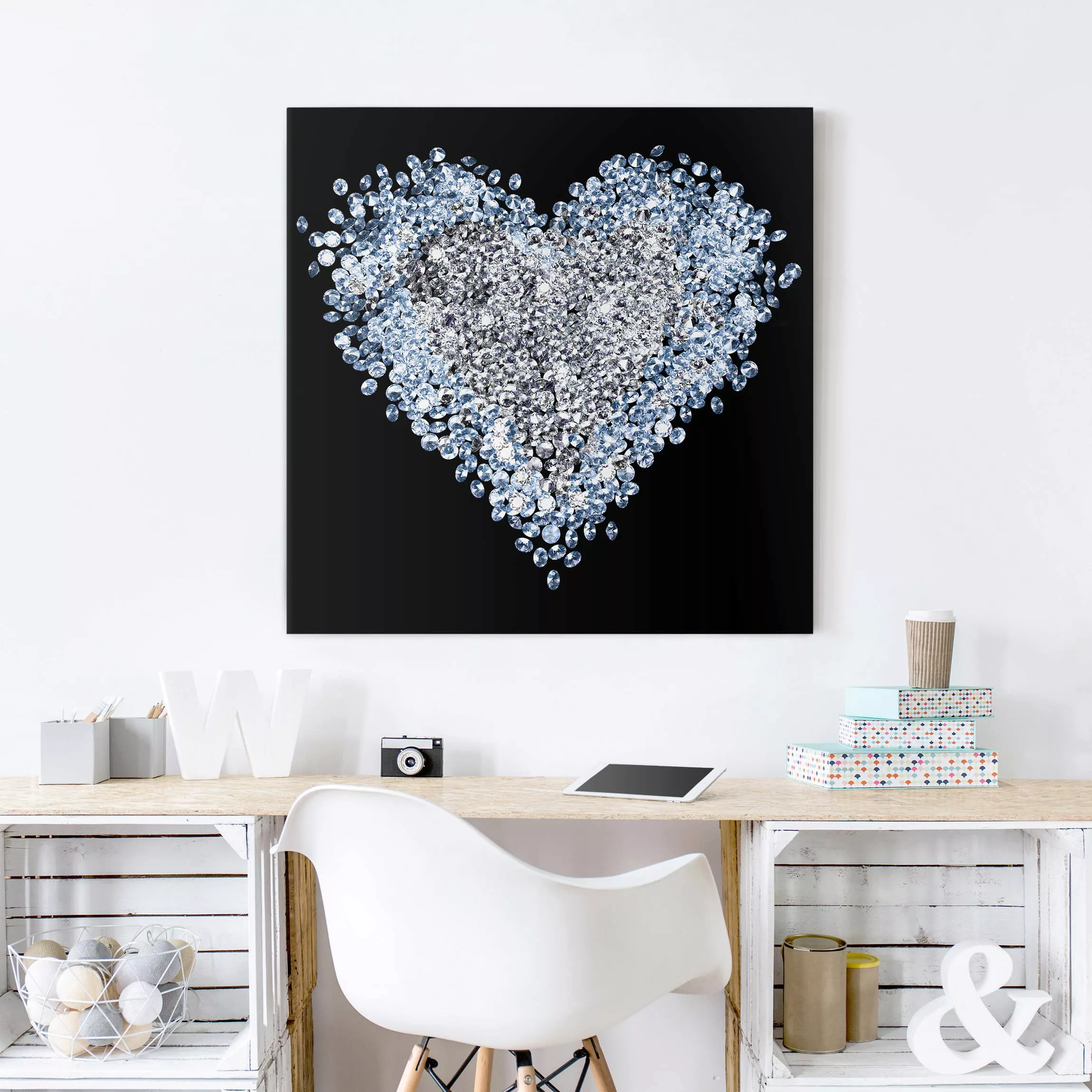 Leinwandbild Liebe - Quadrat Diamant Herz günstig online kaufen