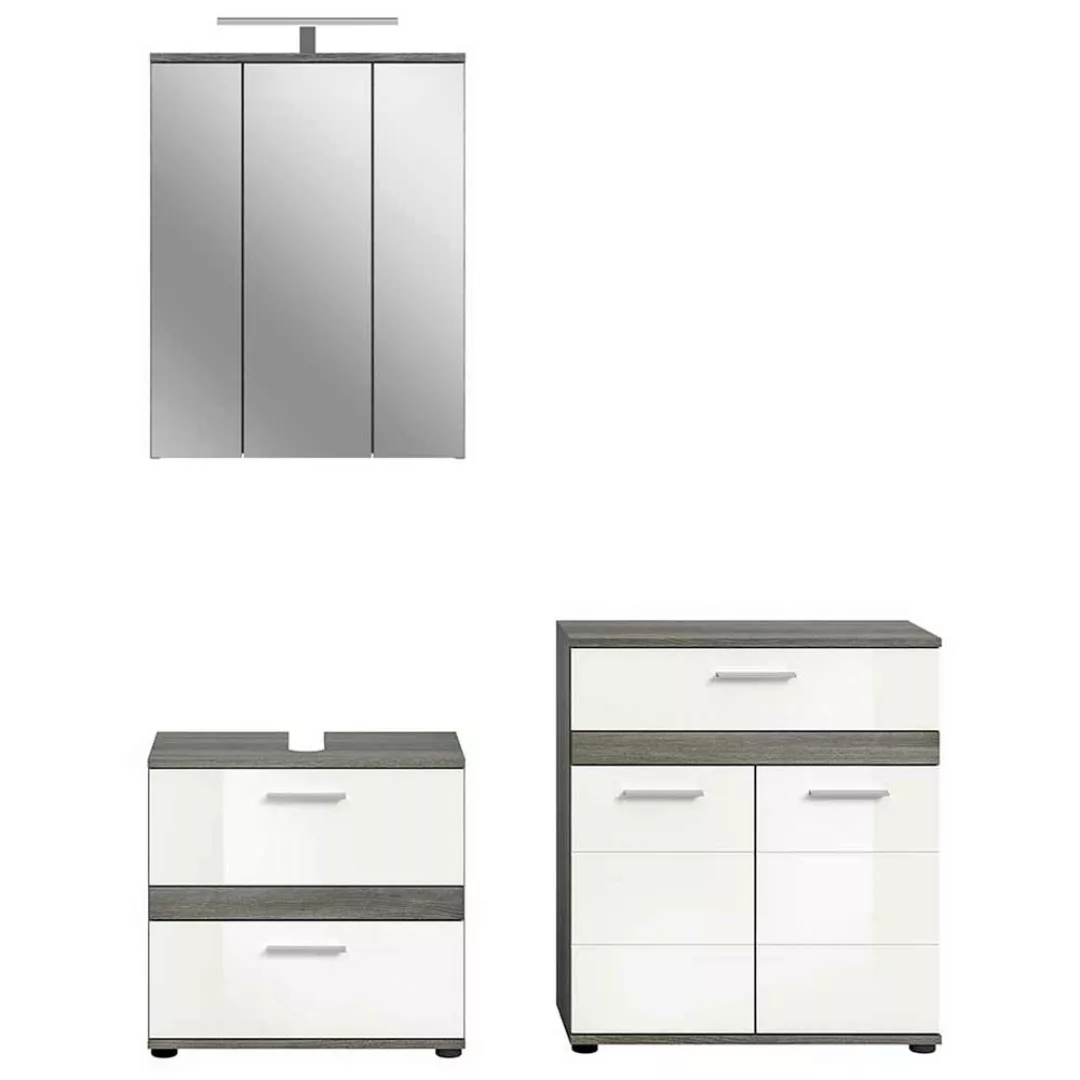 Badmöbel Set Badmöbelset 34 cm tief in modernem Design (dreiteilig) günstig online kaufen