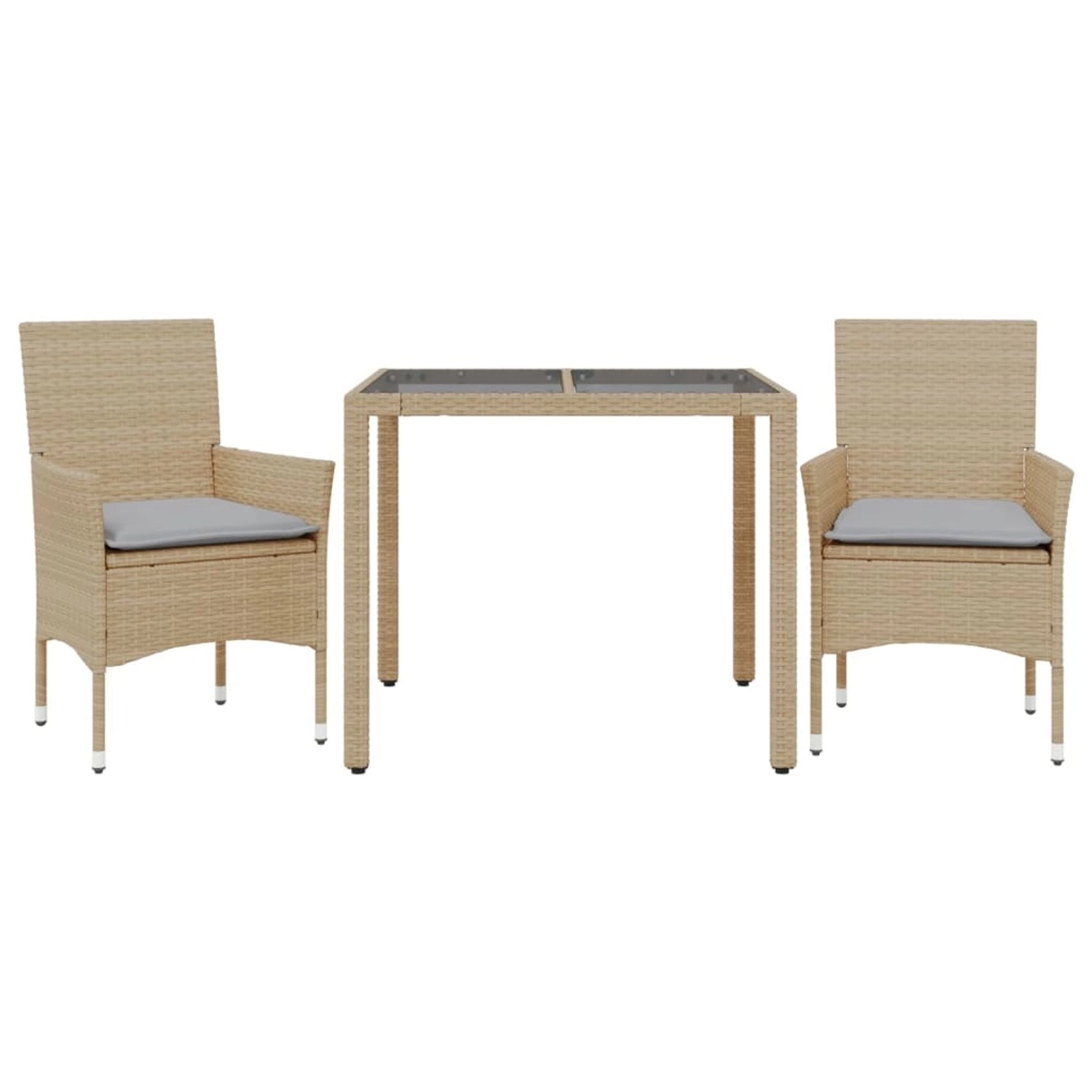 vidaXL 3-Tlg Garten-Essgruppe mit Kissen Beige Poly Rattan und Glas 3278561 günstig online kaufen