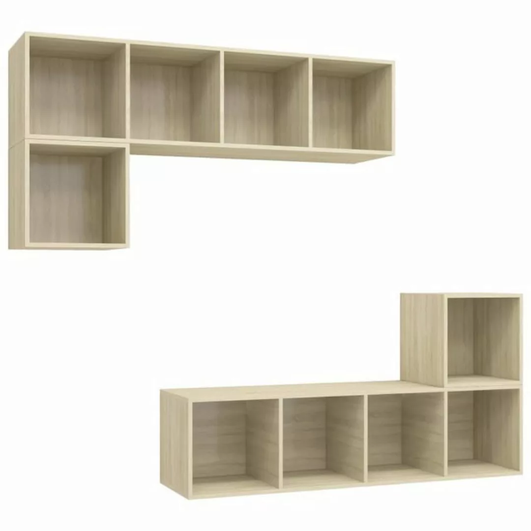 furnicato TV-Schrank 4-tlg. TV-Schrank-Set Sonoma-Eiche Holzwerkstoff günstig online kaufen