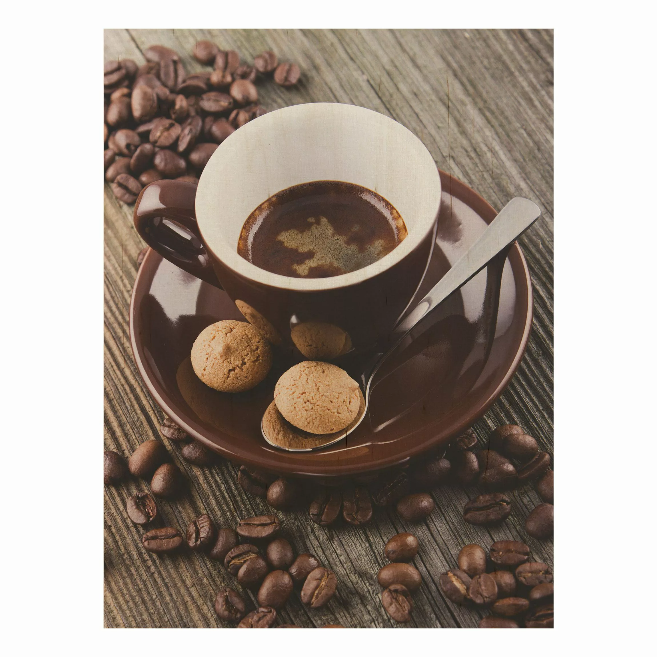 Holzbild Kaffeetasse mit Kaffeebohnen günstig online kaufen